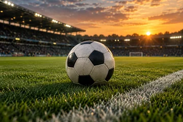 Football on a stadium touchline